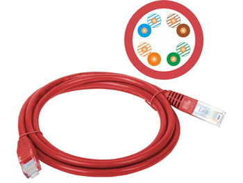 Patchcord Alantec KKU5CZE0.5 U/UTP kat. 5e PVC 0,5m czerwony