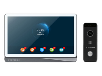 Zestaw wideodomofonu Revizoom  RM-T404HDI WHITE/RC-411HD unifon głośnomówiący 10" 1024x600px WiFi i stacja bramowa z kamerą 2Mpx, sterowanie smartfonem (Tuya)