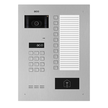 Stacja bramowa wielolokalowa ACO INSPIRO 900+ (G2) Inspiro+ (system P) podtynkowa Master/Slave wandaloodporna otwieranie kodem i kartami Unique kamera 90/60° srebrna