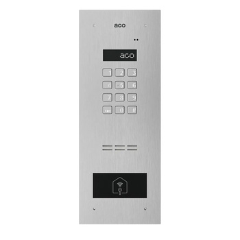 Stacja bramowa wielolokalowa ACO INSPIRO 2+ (G2) Inspiro+ (system P) Master/Slave podtynkowa wandaloodporna otwieranie kodem i kartami Unique srebrna