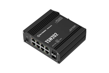 Switch 8 portowy gigabitowy zarządzalny Teltonika TSW202 8xPoE + 2xSFP mocowanie na szynę DIN IP30