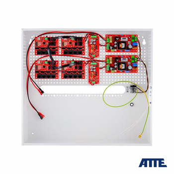 Zestaw do instalacyjny do monitoringu Atte IPUPS-17-11-H (obudowa ABOX-H +2x zasilacz buforowy AUPS-70-120-OF +2x przetwornica ASUC-100-480-OF +4x switch xPoE-6-11-OF 17 portów PoE + 1 port Uplink)