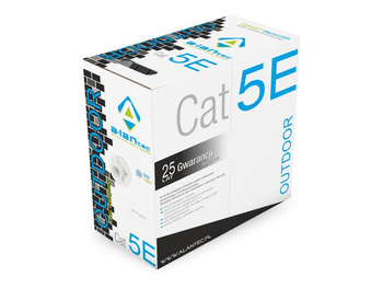 Przewód U/UTP kat. 5e Alantec KIU5OUTS305 PE zewnętrzny suchy, Fca 4x2x24 AWG, 1Gb/s, czarny, 305m