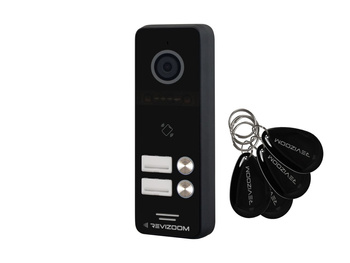 Stacja bramowa 2 lokale Revizoom RC-421HD-C otwieranie kartami Mifare, natynkowa kamera 2Mpx 120/60° doświetlenie IR czarna