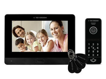 Zestaw wideodomofonu Revizoom RM-T471HD BLACK/RC-411HD-CK unifon głośnomówiący 7" 1024x600px WiFi i stacja bramowa z otwieraniem kodem i kartami Mifare z kamerą 2Mpx, sterowanie smartfonem (Tuya)