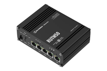 Router bezprzewodowy Teltonika RUTM50 b/g/n/ac + LTE Cat19 4x4MIMO 2xSIM USB, WAN + 4x10/100/1000, 4 anteny SMA do LTE, 2 anteny RP-SMA do WiFi, antena SMA do GNSS (GPS) w komplecie IP30