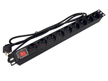 Listwa zasilająca Alantec PZ023 19" 9xF - Schuko CEE 7/3 z wyłącznikiem LED 1,8m Schuko CEE 7/7