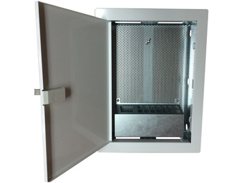 Obudowa metalowa Alantec FOOM-I-350-P podtynkowa 350x250x90 drzwi perforowane, 1 x gn. elektryczne, 14 x gn. Keystone