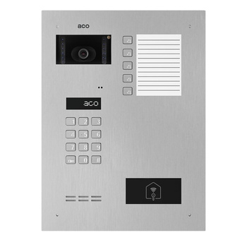 Stacja bramowa wielolokalowa ACO INSPIRO 901+ (G2) Inspiro+ (system P) podtynkowa Master/Slave wandaloodporna otwieranie kodem i kartami Unique kamera 90/60° srebrna