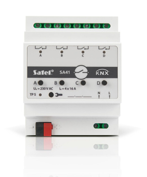 Aktor uniwersalny przełączający Satel KNX-SA41 (4 tory po 1 przekaźniku)