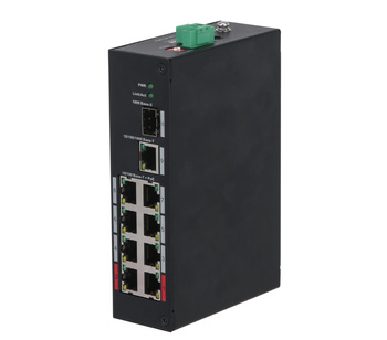 Switch 9 portowy Dahua PFS3110-8ET-96-V2 8xPoE + 1xUplink 10/100/1000 + 1xUplink SFP