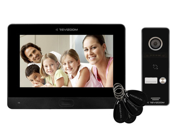 Zestaw wideodomofonu Revizoom RM-T471HD BLACK/RC-411HD-C unifon głośnomówiący 7" 1024x600px WiFi  i stacja bramowa otwierana kartami Mifare z kamerą 2Mpx, sterowanie smartfonem (Tuya)