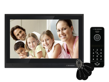 Zestaw wideodomofonu Revizoom RM-T402HD BLACK/RC-411HD-CK unifon głośnomówiący 10" 1024x600px WiFi i stacja bramowa z otwieraniem kodem i kartami Mifare z kamerą 2Mpx, sterowanie smartfonem (Tuya)