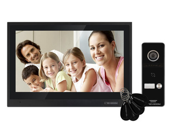 Zestaw wideodomofonu Revizoom RM-T402HD BLACK/RC-411HD-C unifon głośnomówiący 10" 1024x600px WiFi  i stacja bramowa otwierana kartami Mifare z kamerą 2Mpx, sterowanie smartfonem (Tuya)