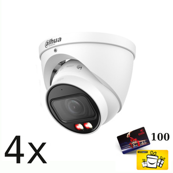 Zestaw: 4x Kamera zewnętrzna do monitoringu IP Dahua IPC-HDW2449T-ZS-IL-27135 4Mpx kopułkowa/eyeball zmiennoogniskowa 2,7-13,5mm, IR/LED 40m, port microSD + karta 100zł
