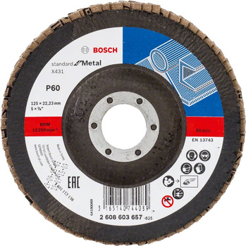 Tarcza do kątówki X431 standard Bosch 2608603657 do metalu Ø125mm ziarnistość 60