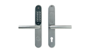 Terminal kontroli dostępu klamka Roger ADL-2-R z czytnikiem kart Mifare 13,56MHz, BLE i klawiaturą, wandaloodporny, na drzwi prawe (otwierane do siebie zawiasy po prawej)