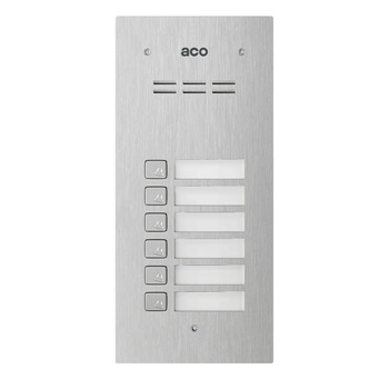 Stacja bramowa 6 lokalowa ACO COMO-PRO-A6 Como (system PRO) otwieranie kartami Unique stal szczotkowana/srebrny